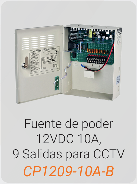 [CP1209-10A-B] Fuente centralizada de poder  12VDC 10A,  9 Salidas para CCTV