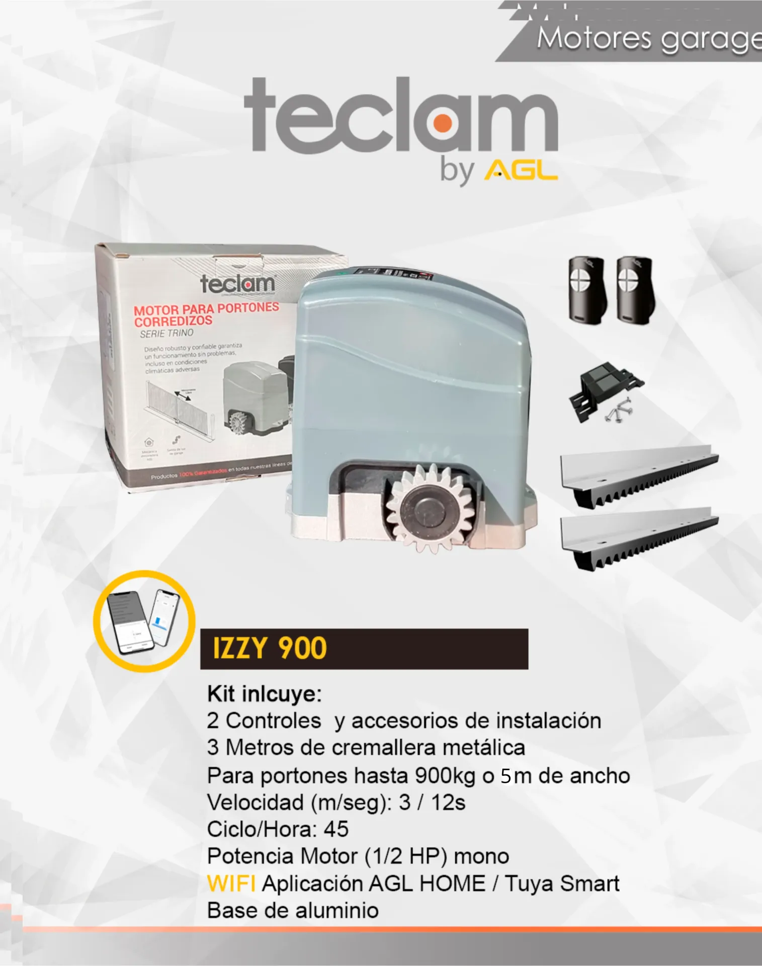 KIT DE MOTOR TECLAM - Izzy 900 127v 50-60HZ-ALUMINIO 