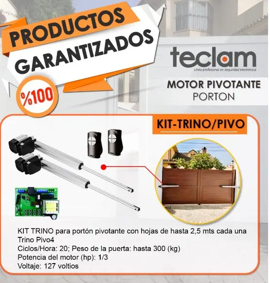 MOTOR PIVO PARA PUERTAS ABATIBLES DE GARAJE, 1/3 HP  SOPORTA HOJAS DE HASTA 2.5 MTS