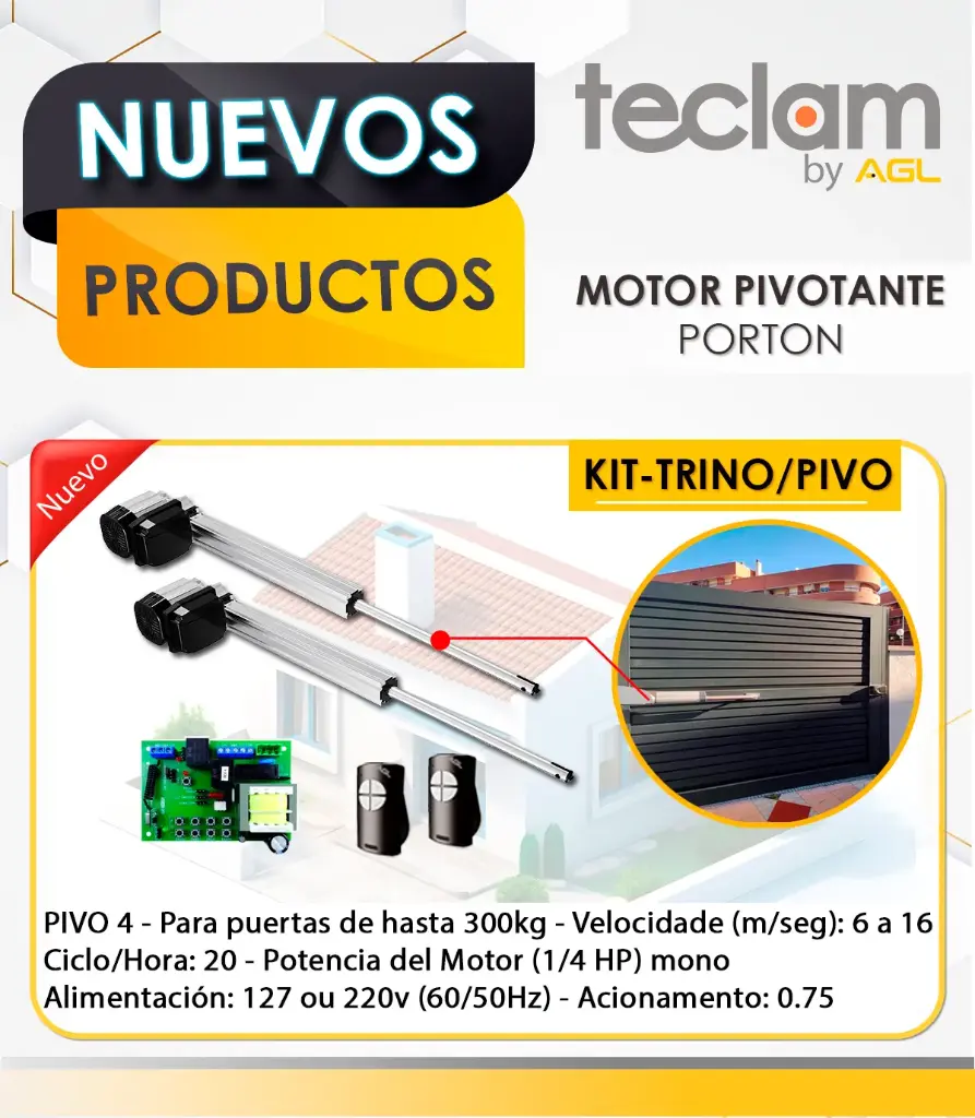 MOTOR PIVO PARA PUERTAS DE GARAJE DE HASTA 500KG, 1/3 HP  SOPORTA HOJAS DE HASTA 2.5 MTS