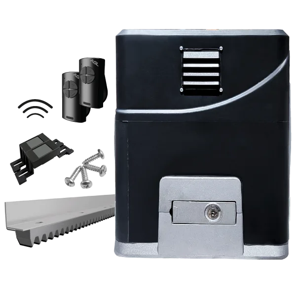 Motor industrial de puerta corrediza Dz Strong 2000kgs, 127V 50-60HZ con cremallera de 3M, Ciclos por hora 120, Número de hojas 1, Velocidad de apertura del portón, debidamente equilibrado a 3 metros, en aproximadamente 12 segundos, Sistema electrónico de freno y antiatrapamiento