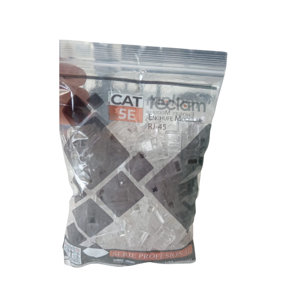 FUNDA DE 100 CONECTORES RJ45 CAT5E