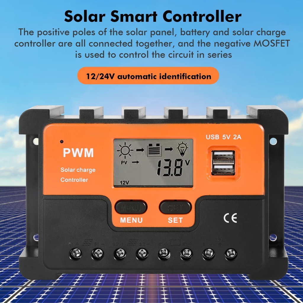 PWM CONTROLADOR DE CARGA SOLAR  12V/24V/ 30A 