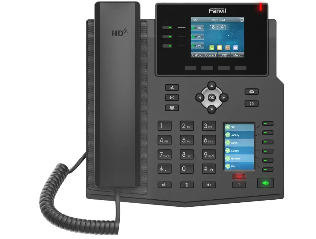 TELEFONO  IP EMPRESARIAL CON PANTALLA PRINCIPAL A COLOR DE 2.8 PULGADAS Y PANTALLA PRINCIPAL DE 2.4 PULGADAS  