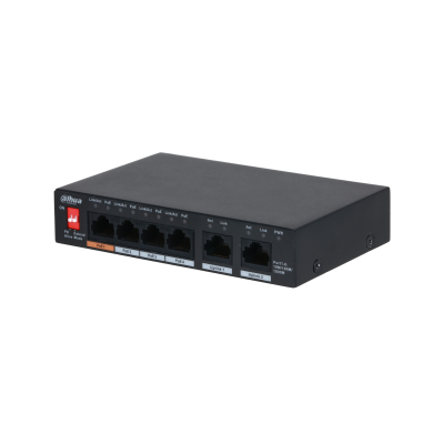SWITCH 4 POE 2.0/ETHERNET+1UPLINK, BLOQ. ANTI ROBO., CAPACI. MAC DE 1K
