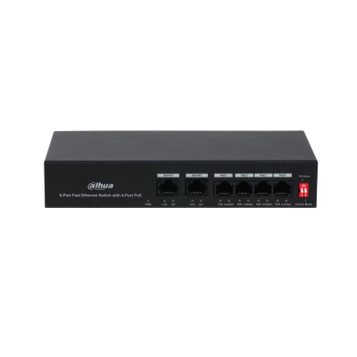 SWITCH 4 POE /ETHERNET+1UPLINK, BLOQ. ANTI ROBO., CAPACI. MAC DE 1K

