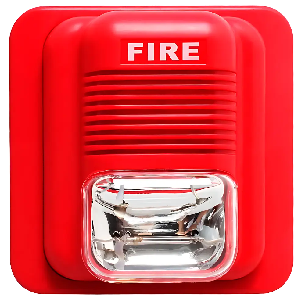 [SL-414] SIRENA CON LAMPARA ESTROBOSCAPICA, COLOR ROJO - 24V 3 TONOS