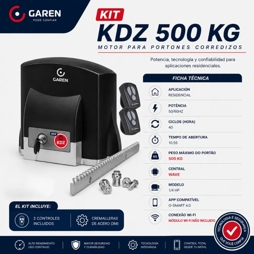 MOTOR KDZ GAREN 500KG  6 ELEMENTOS 1/4HP 110V METALICOZ18A WAVE  2TX 3BCLC-M