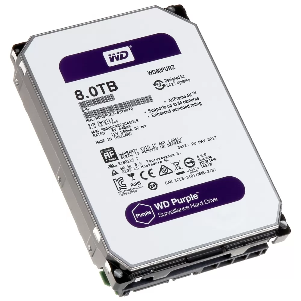 [HDDWDIWD80PURZ] DISCO DURO WESTERN DIGITAL PURPLE 8TB 3.5 PULGADAS PARA CCTV