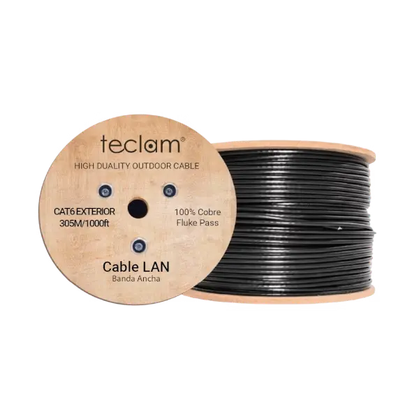 TEC-UTPCAT6-CU  CABLE UTP CAT6 100% COBRE EXTERIOR NEGRO 305 METROS TECLAM 