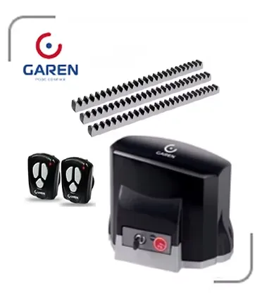 KIT MOTOR CORREDIZO GAREN KDZ TSi 800KG SEMI INDUSTRIAL DE 1/2 HP BIVOLT PIÑON METALICO, 2 CONTROLES