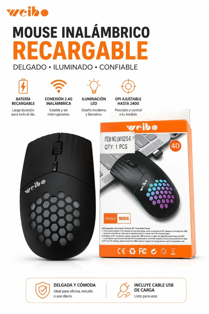 LM18210-6 MOUSE INALÁMBRICO WEIBO W06