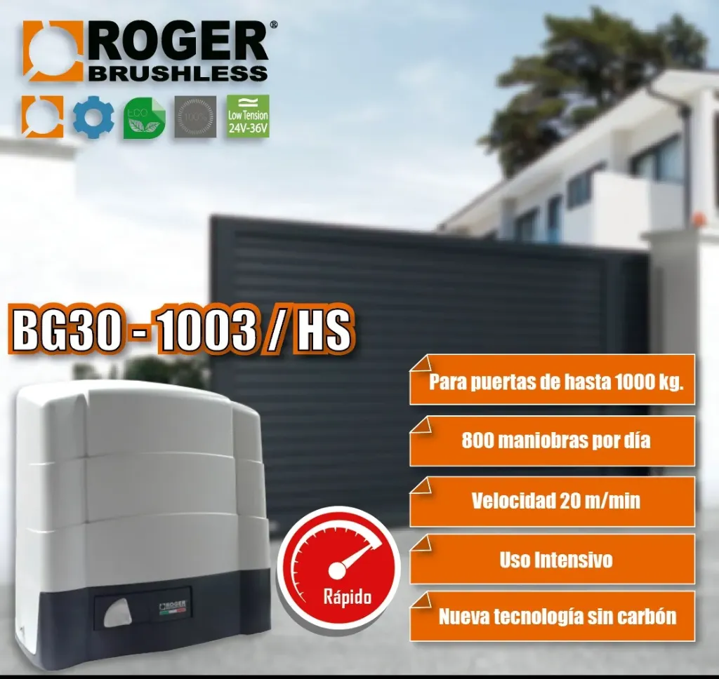 RT-BG30/1003/HS/115  MOTOR CORREDIZO 1000KG-110V BRUSHLESS VELOZ ROGER