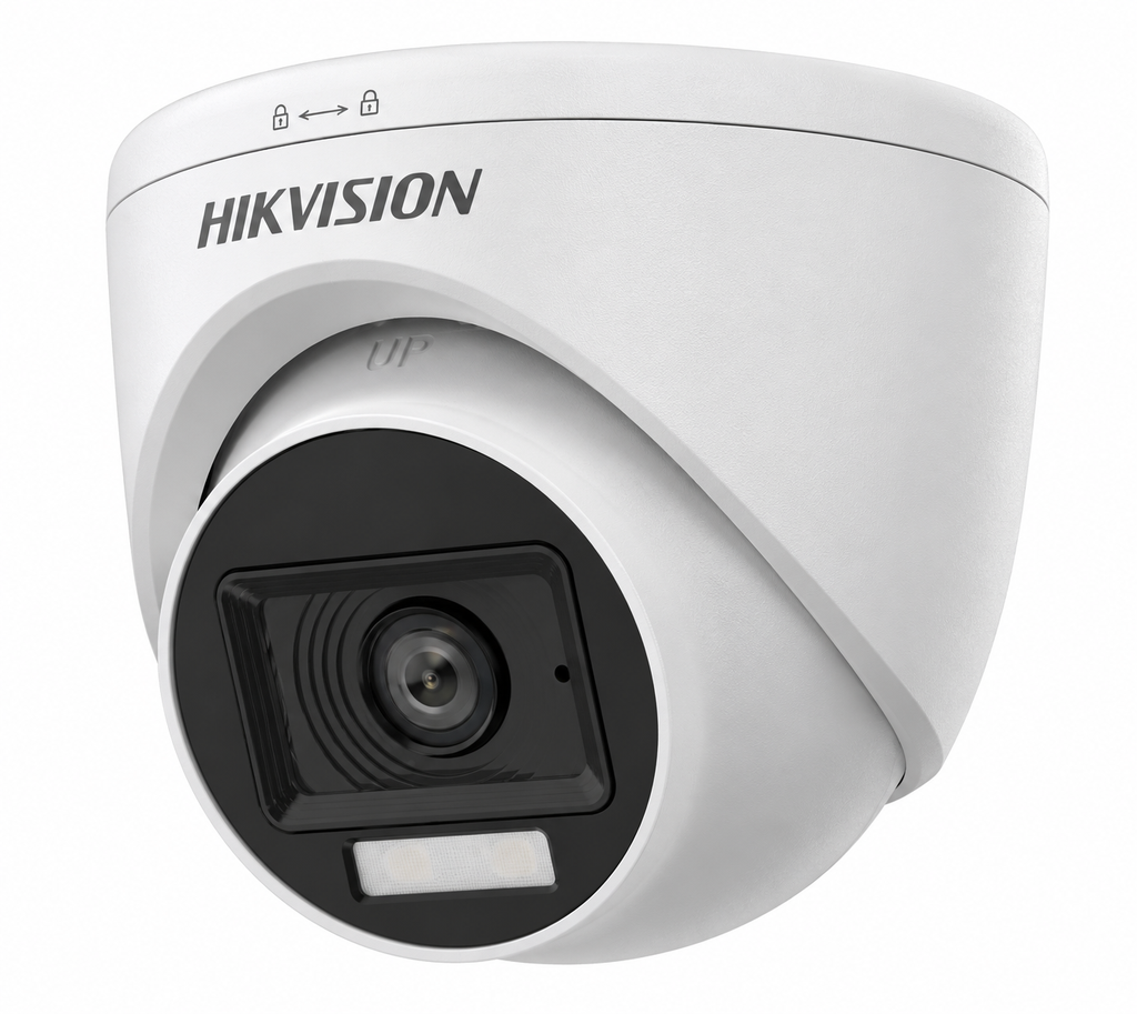 DS-2CE76D0T-LPFS CÁMARA DE TORRETA FIJA CON AUDIO E ILUMINACIÓN HÍBRIDA INTELIGENTE DE 2MP