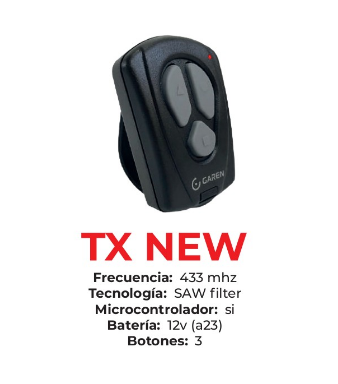 [GTRANS] CONTROL TRANSMISOR GAREN 433 MHZ.
