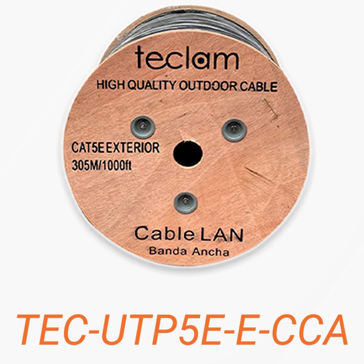 [TEC-UTP5E-E-CCA] CABLE UPT CAT5E EXTERIOR NEGRO  70% COBRE  30% ALUMINIO BOBINA 305M