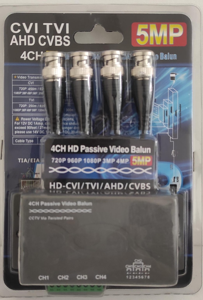 ORGANIZADOR VIDEO BALUN PASIVO DE 4 PUERTOS PARA CAMARAS HD