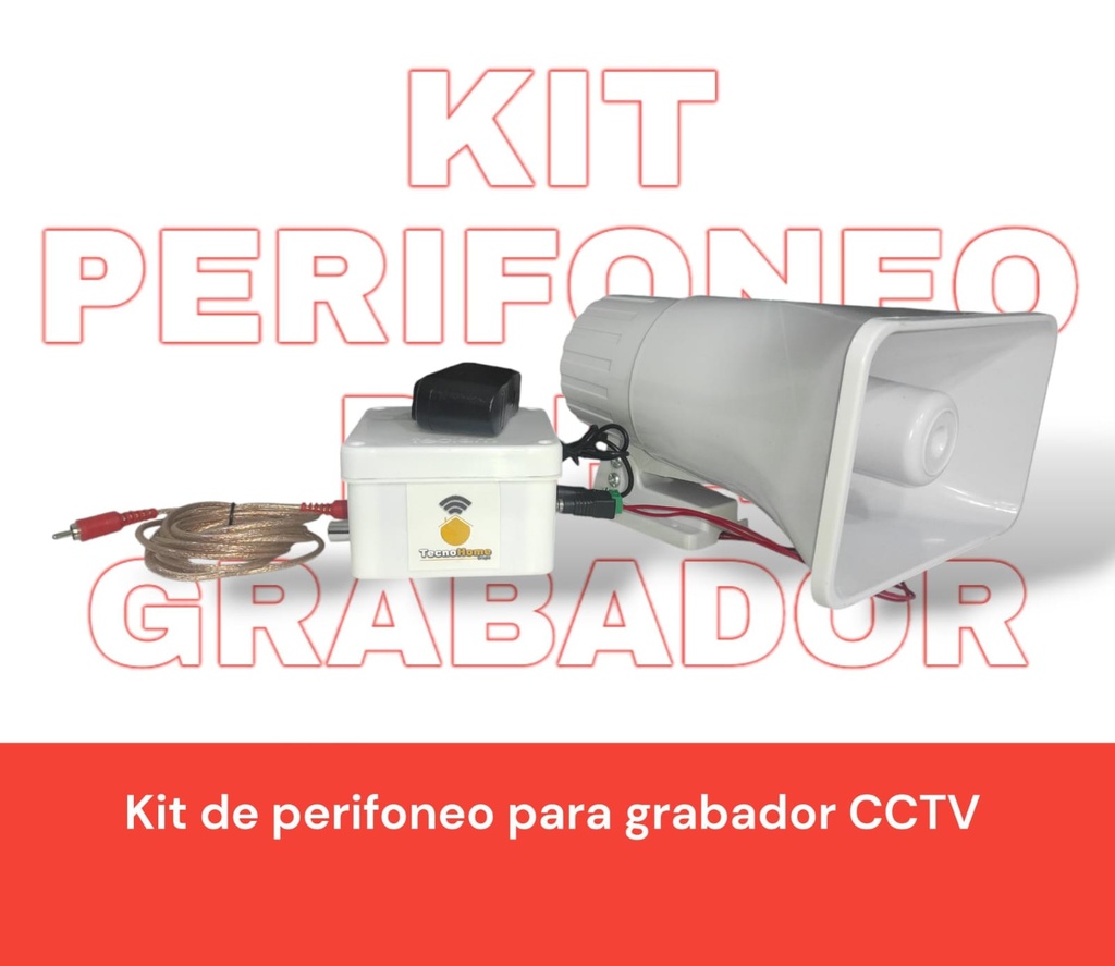 KIT PERIFONEO/ INCLUYE MEGAFONO 30W/ AMPLIFICADOR DE AUDIO 80-100W PARA DVR/ FUENTE 12V/2A
