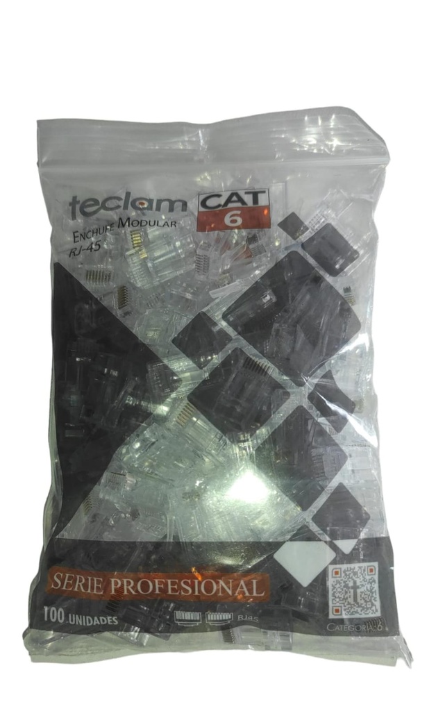 FUNDA DE 100 CONECTORES RJ45 CAT6 