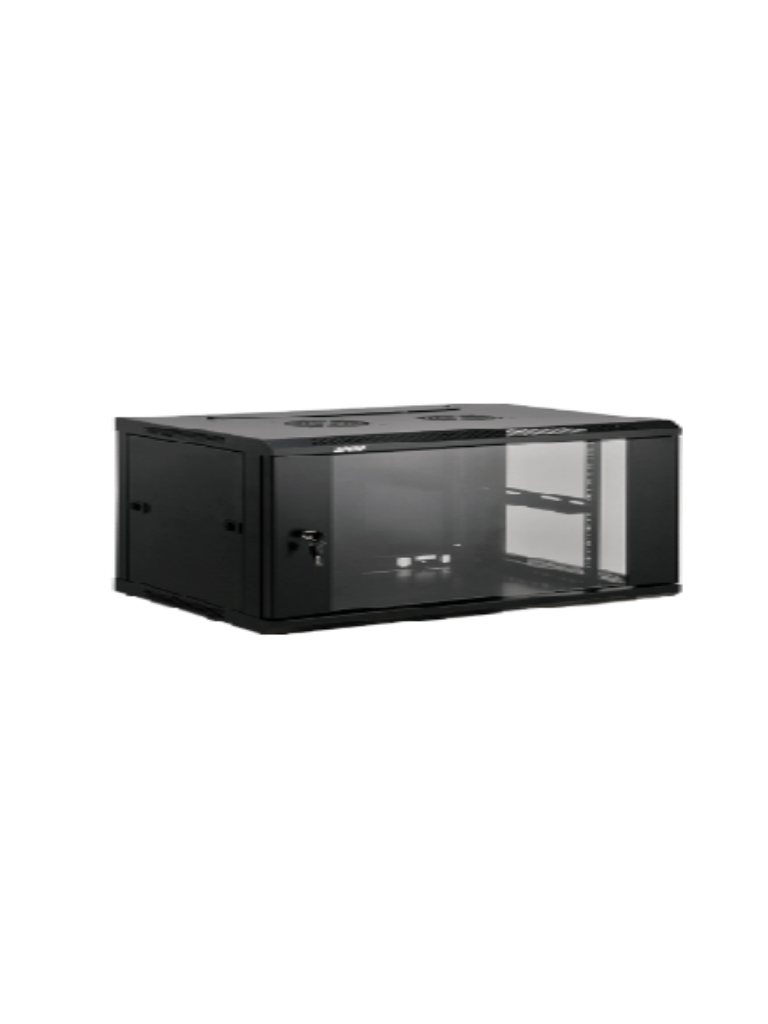 ZKTECO ZKR4U5404A - Gabinete de Pared Negro / 4 UR / Fijo / Puerta de Vidrio Templado / Ancho 530 mm x profundidad 400 mm x alto 210 mm /