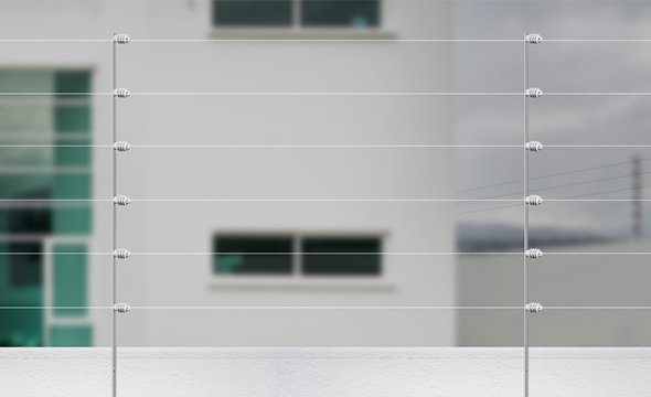 [INT5118] Vástagos de Aluminio | 1mt | 6 aisladores de polipropileno | 
Accesorios cercos eléctricos | Proteccion UV | Barra tipo plana