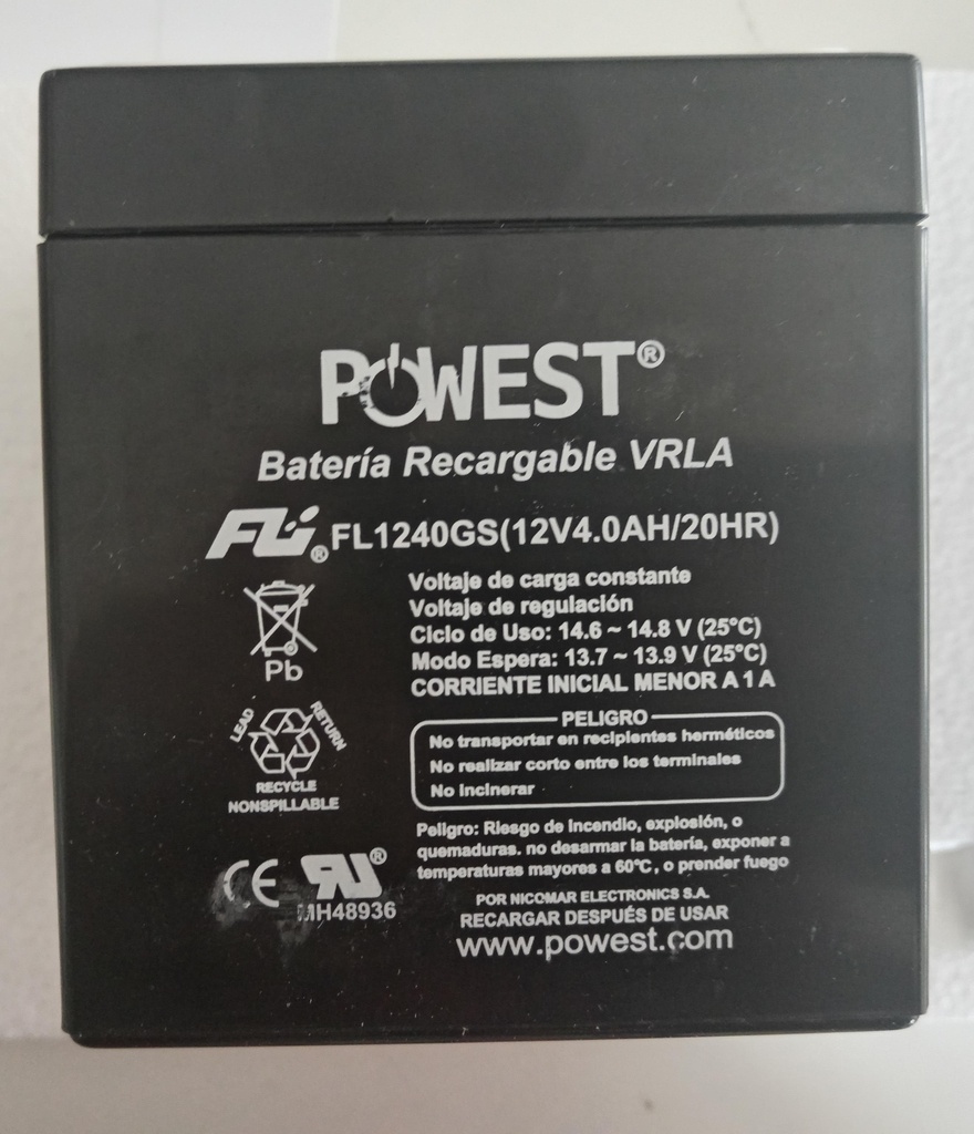 BATERIA SELLADA POWEST 
12V-4AMP REF.FL1240GS