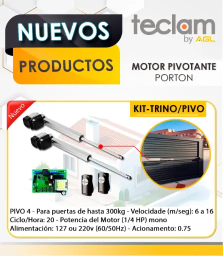 [KIT-TRINO/PIVO] MOTOR PIVO PARA PUERTAS ABATIBLES DE GARAJE, 1/3 HP  SOPORTA HOJAS DE HASTA 2.5 MTS
