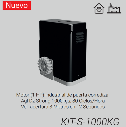 [KIT-S-1000KG] MOTOR  TECLAM INDUSTRIAL  DE 1000KG PARA CONJUNTO  CON CREMALLERA DE ALUMINIO DE 3M 