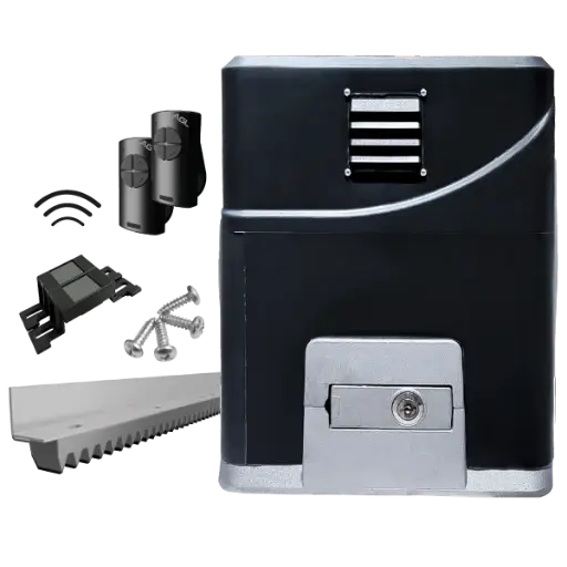 [KIT-S-2000KG] Motor industrial de puerta corrediza Dz Strong 2000kgs, 127V 50-60HZ con cremallera de 3M, Ciclos por hora 120, Número de hojas 1, Velocidad de apertura del portón, debidamente equilibrado a 3 metros, en aproximadamente 12 segundos, Sistema electrónico de freno y antiatrapamiento