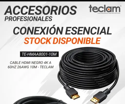 [TE-HMAA801-10M] CABLE HDMI  10M NEGRO 4K A 60HZ 26AWG  TECLAM 