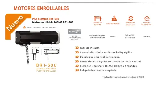 [PPA-COMBO-BR1-500] KIT MOTOR ENROLLABLE BR1 500/220V MONO 50HZ/ 