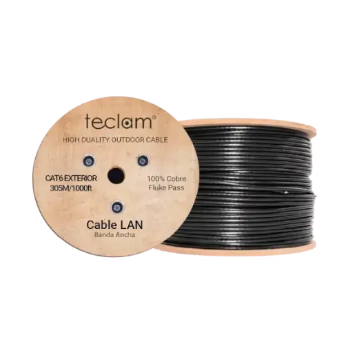 TEC-UTPCAT6-CU  CABLE UTP CAT6 100% COBRE EXTERIOR NEGRO 305 METROS TECLAM 