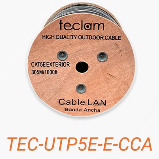 [TEC-UTP5E-E-CCA] CABLE UPT CAT5E EXTERIOR NEGRO  70% COBRE  30% ALUMINIO BOBINA 305M