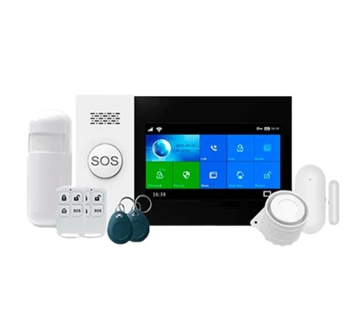 [TUR-G30] KIT ALARMA GSM WIFI TOUCH: 1 MODULO GSM/WIFI, 1 SM, 2 CR, 2 TP, 1 SP 1 FUENTE, 1 MINI SIRENA CABLEADA

